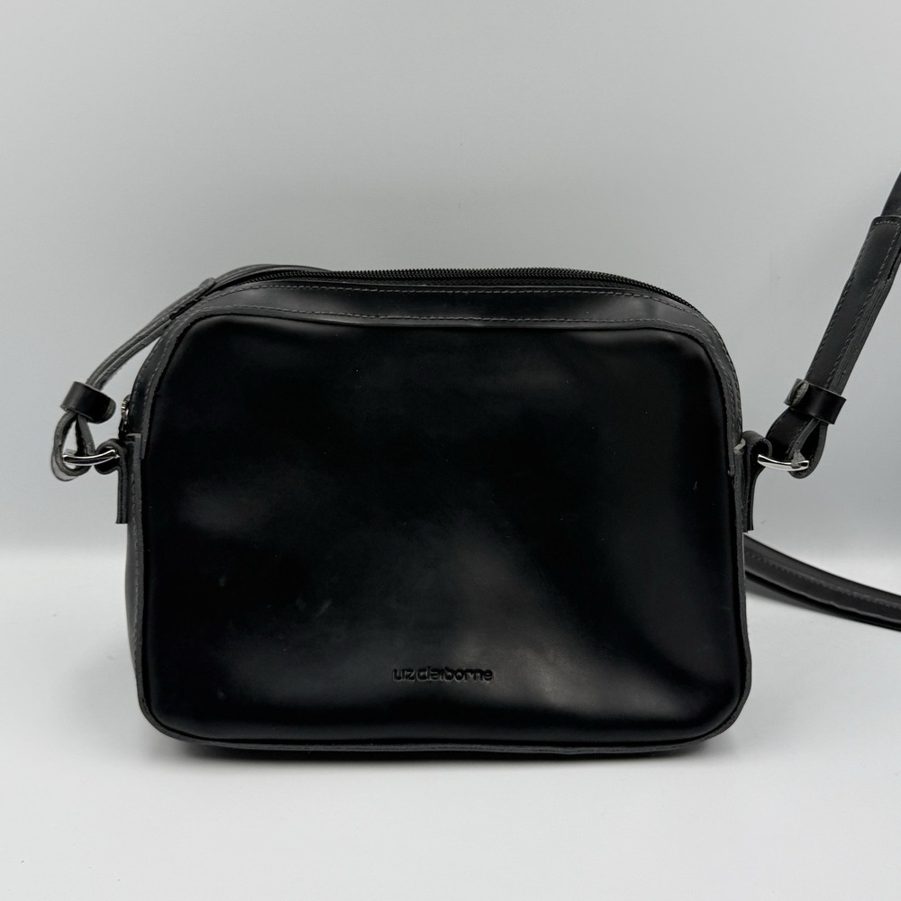 Liz Claiborne‎ Black Faux Leather Crossbody Bag Minimalist Y2K